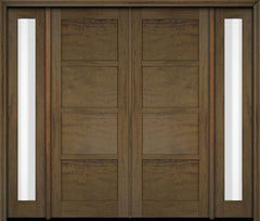 WDMA 76x80 Door (6ft4in by 6ft8in) Exterior Swing Mahogany 4 Panel Windermere Shaker Double Entry Door Sidelights 3