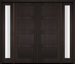 WDMA 76x80 Door (6ft4in by 6ft8in) Exterior Swing Mahogany Modern 4 Flat Panel Shaker Double Entry Door Sidelights 2
