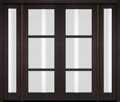 WDMA 76x80 Door (6ft4in by 6ft8in) Exterior Swing Mahogany 3 Lite Windermere Shaker Double Entry Door Sidelights 2