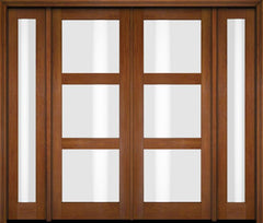 WDMA 76x80 Door (6ft4in by 6ft8in) Exterior Swing Mahogany Modern 3 Lite Shaker Double Entry Door Sidelights 5