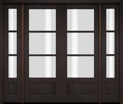 WDMA 76x80 Door (6ft4in by 6ft8in) Exterior Swing Mahogany 3/4 3 Lite TDL Double Entry Door Sidelights 2