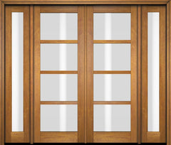 WDMA 76x80 Door (6ft4in by 6ft8in) Exterior Swing Mahogany 4 Lite Windermere Shaker Double Entry Door Sidelights 1