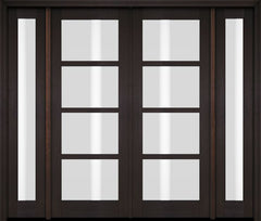 WDMA 76x80 Door (6ft4in by 6ft8in) Exterior Swing Mahogany 4 Lite Windermere Shaker Double Entry Door Sidelights 2