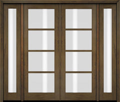 WDMA 76x80 Door (6ft4in by 6ft8in) Exterior Swing Mahogany 4 Lite Windermere Shaker Double Entry Door Sidelights 3
