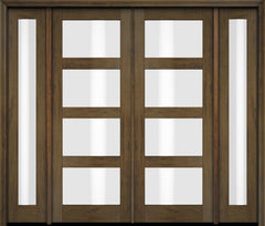 WDMA 76x80 Door (6ft4in by 6ft8in) Exterior Swing Mahogany Modern 4 Lite Shaker Double Entry Door Sidelights 3