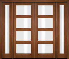 WDMA 76x80 Door (6ft4in by 6ft8in) Exterior Swing Mahogany Modern 4 Lite Shaker Double Entry Door Sidelights 4