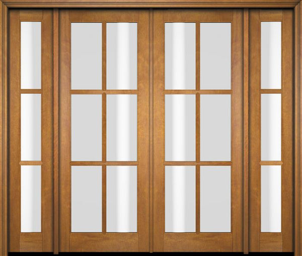 WDMA 76x80 Door (6ft4in by 6ft8in) Exterior Swing Mahogany 6 Lite TDL Double Entry Door Sidelights 1