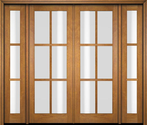 WDMA 76x80 Door (6ft4in by 6ft8in) Exterior Swing Mahogany 6 Lite TDL Double Entry Door Sidelights 1