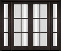 WDMA 76x80 Door (6ft4in by 6ft8in) Exterior Swing Mahogany 6 Lite TDL Double Entry Door Sidelights 2