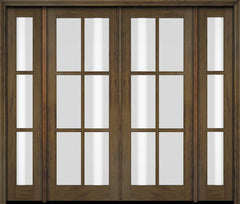 WDMA 76x80 Door (6ft4in by 6ft8in) Exterior Swing Mahogany 6 Lite TDL Double Entry Door Sidelights 3