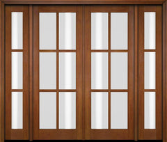 WDMA 76x80 Door (6ft4in by 6ft8in) Exterior Swing Mahogany 6 Lite TDL Double Entry Door Sidelights 4