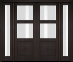 WDMA 76x80 Door (6ft4in by 6ft8in) Exterior Swing Mahogany 2 Lite Over Raised Panel Double Entry Door Sidelights 2