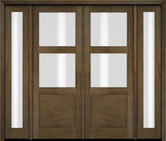 WDMA 76x80 Door (6ft4in by 6ft8in) Exterior Swing Mahogany 2 Lite Over Raised Panel Double Entry Door Sidelights 3