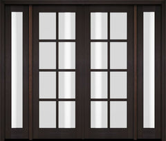 WDMA 76x80 Door (6ft4in by 6ft8in) Exterior Swing Mahogany 8 Lite TDL Double Entry Door Full Sidelights 2
