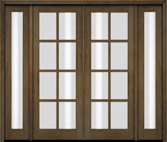 WDMA 76x80 Door (6ft4in by 6ft8in) Exterior Swing Mahogany 8 Lite TDL Double Entry Door Full Sidelights 3