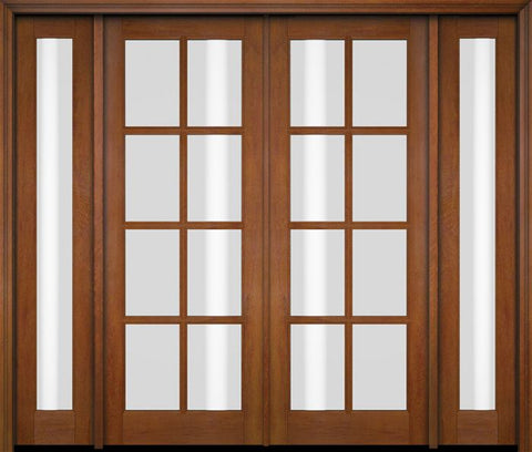 WDMA 76x80 Door (6ft4in by 6ft8in) Exterior Swing Mahogany 8 Lite TDL Double Entry Door Full Sidelights 4