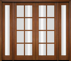 WDMA 76x80 Door (6ft4in by 6ft8in) Exterior Swing Mahogany 8 Lite TDL Double Entry Door Full Sidelights 4