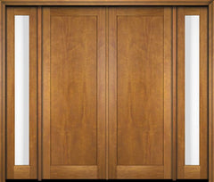 WDMA 76x80 Door (6ft4in by 6ft8in) Exterior Swing Mahogany Modern Full Flat Panel Shaker Double Entry Door Sidelights 1