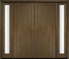 WDMA 76x80 Door (6ft4in by 6ft8in) Exterior Swing Mahogany Modern Full Flat Panel Shaker Double Entry Door Sidelights 3