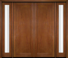 WDMA 76x80 Door (6ft4in by 6ft8in) Exterior Swing Mahogany Modern Full Flat Panel Shaker Double Entry Door Sidelights 4