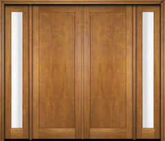 WDMA 76x80 Door (6ft4in by 6ft8in) Exterior Swing Mahogany Modern Full Flat Cross Panel Shaker Double Entry Door Sidelights 1