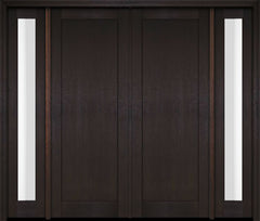 WDMA 76x80 Door (6ft4in by 6ft8in) Exterior Swing Mahogany Modern Full Flat Cross Panel Shaker Double Entry Door Sidelights 2