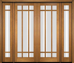 WDMA 76x80 Door (6ft4in by 6ft8in) Exterior Swing Mahogany 9 Lite Marginal Double Entry Door Sidelights 1