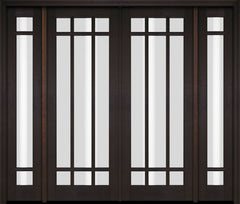 WDMA 76x80 Door (6ft4in by 6ft8in) Exterior Swing Mahogany 9 Lite Marginal Double Entry Door Sidelights 2