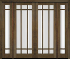 WDMA 76x80 Door (6ft4in by 6ft8in) Exterior Swing Mahogany 9 Lite Marginal Double Entry Door Sidelights 3