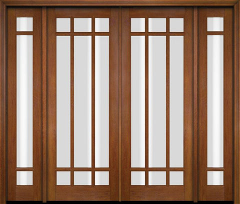 WDMA 76x80 Door (6ft4in by 6ft8in) Exterior Swing Mahogany 9 Lite Marginal Double Entry Door Sidelights 4