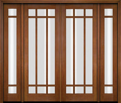WDMA 76x80 Door (6ft4in by 6ft8in) Exterior Swing Mahogany 9 Lite Marginal Double Entry Door Sidelights 4