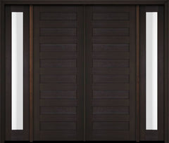 WDMA 76x84 Door (6ft4in by 7ft) Exterior Swing Mahogany Modern Slim Panel Shaker Double Entry Door Sidelights 2