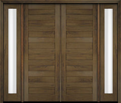WDMA 76x84 Door (6ft4in by 7ft) Exterior Swing Mahogany Modern Slim Panel Shaker Double Entry Door Sidelights 3