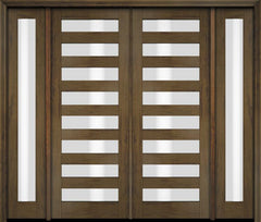 WDMA 76x84 Door (6ft4in by 7ft) Exterior Swing Mahogany Modern Slimlite Glass Shaker Double Entry Door Sidelights 3
