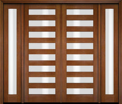 WDMA 76x84 Door (6ft4in by 7ft) Exterior Swing Mahogany Modern Slimlite Glass Shaker Double Entry Door Sidelights 4
