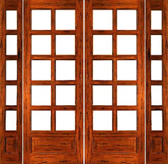 WDMA 76x96 Door (6ft4in by 8ft) French Tropical Hardwood Rustic-10-lite-P/B Solid IG Glass Double Door Sidelights 1