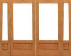 WDMA 76x96 Door (6ft4in by 8ft) French Mahogany 1-lite-P/B Brazilian Wood IG Glass Double Door Sidelights 1