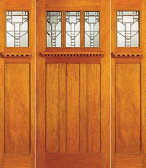 WDMA 78x80 Door (6ft6in by 6ft8in) Exterior Mahogany Mission Style Three-Lite Door and Two Sidelights 1