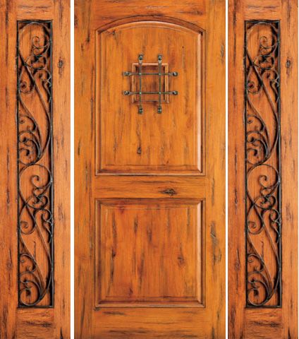 WDMA 78x80 Door (6ft6in by 6ft8in) Exterior Knotty Alder Entry Door with Two Sidelights Speakeasy 1