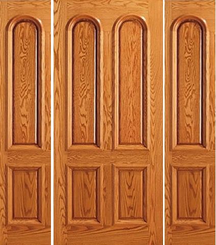 WDMA 78x80 Door (6ft6in by 6ft8in) Exterior Mahogany Two Sidelights Door Front 4 Panel Arch Panel 1