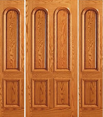 WDMA 78x80 Door (6ft6in by 6ft8in) Exterior Mahogany Two Sidelights Door Front 4 Panel Arch Panel 1