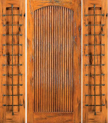 WDMA 78x80 Door (6ft6in by 6ft8in) Exterior Knotty Alder Prehung Door with Two Sidelights Tambour 1
