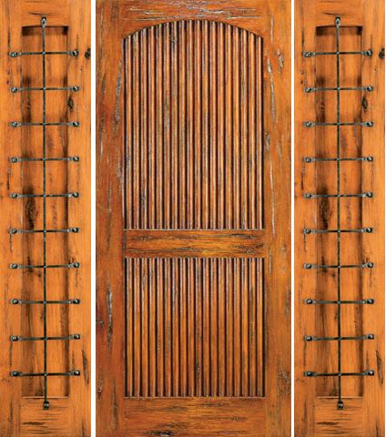 WDMA 78x80 Door (6ft6in by 6ft8in) Exterior Knotty Alder Prehung Door with Two Sidelights 2 Panel 1