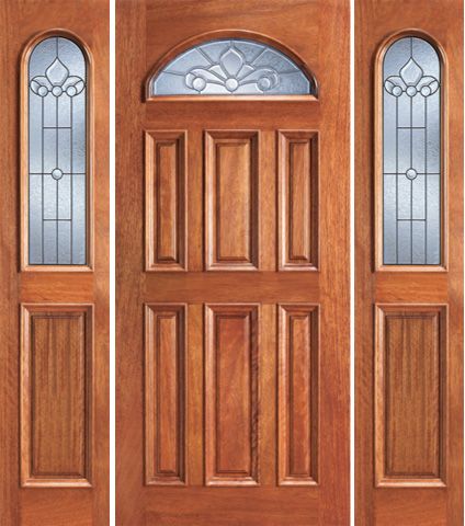 WDMA 78x80 Door (6ft6in by 6ft8in) Exterior Mahogany Fan Lite House 2 Sidelights Door Insulated Glass 1