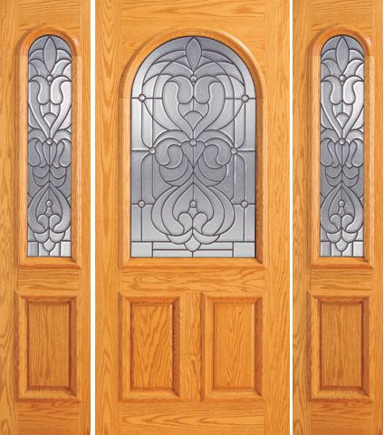 WDMA 78x80 Door (6ft6in by 6ft8in) Exterior Mahogany Radius Li House Two Sidelights Door 1