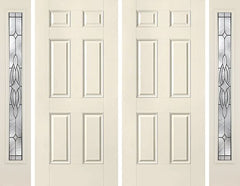 WDMA 80x80 Door (6ft8in by 6ft8in) Exterior Smooth 6 Panel Star Double Door 2 Sides Wellesley Full Lite 1