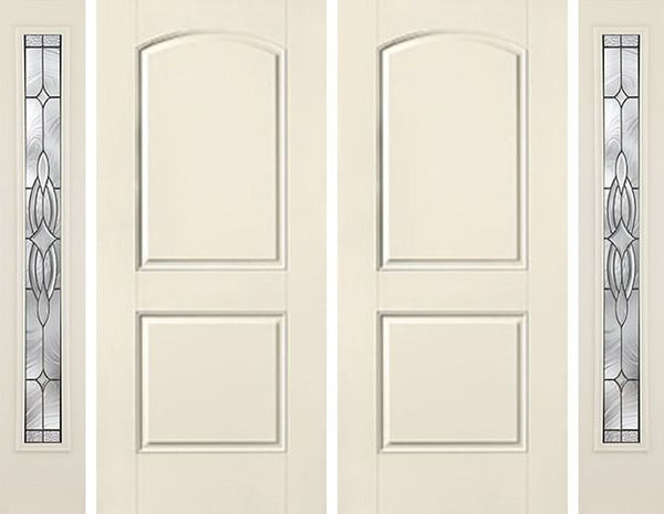 WDMA 80x80 Door (6ft8in by 6ft8in) Exterior Smooth 2 Panel Soft Arch Star Double Door 2 Sides Wellesley Full Lite 1