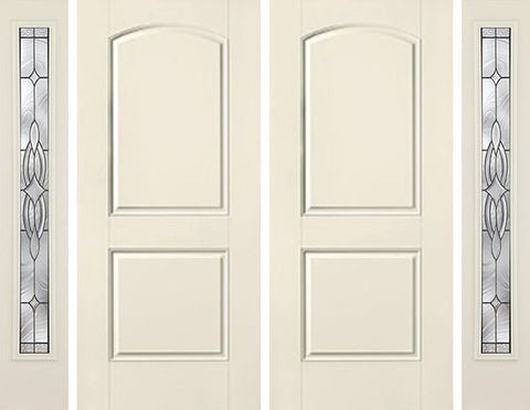 WDMA 80x80 Door (6ft8in by 6ft8in) Exterior Smooth 2 Panel Soft Arch Star Double Door 2 Sides Wellesley Full Lite 1