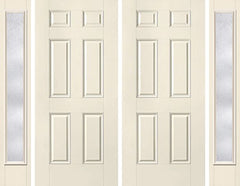 WDMA 80x80 Door (6ft8in by 6ft8in) Exterior Smooth 6 Panel Star Double Door 2 Sides Rainglass Full Lite 1