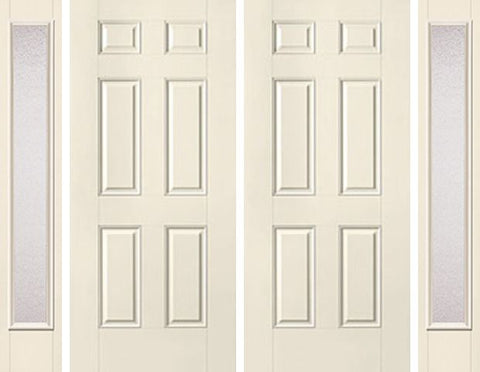 WDMA 80x80 Door (6ft8in by 6ft8in) Exterior Smooth 6 Panel Star Double Door 2 Sides Granite Full Lite 1
